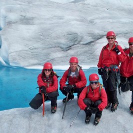 a group of people that are standing in the snow